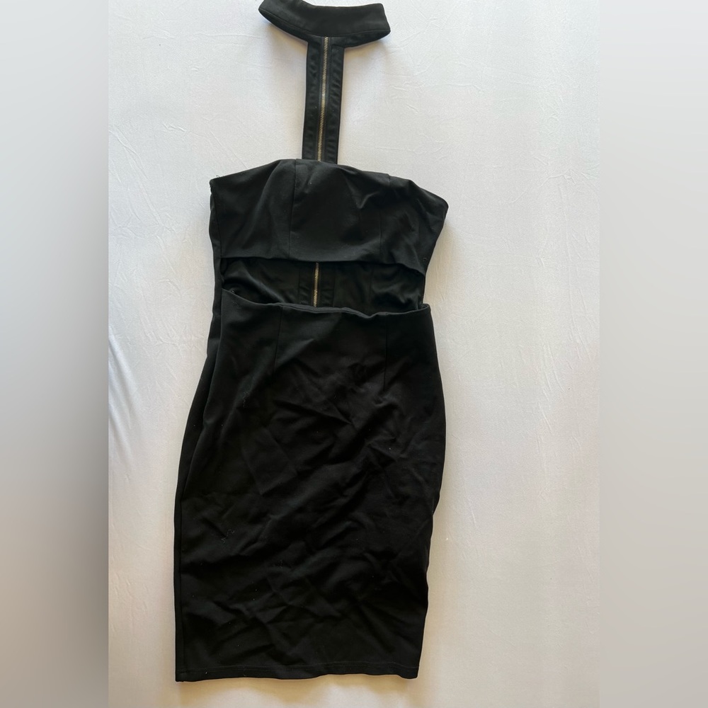 Black choker cutout midi dress